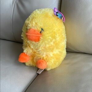 Yellow Plush Duck Toy for Small Pets